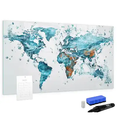 Beschreibbare Magnettafel mit Weltkarte im Wasser-Design