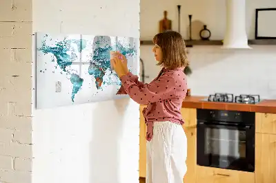 Beschreibbare Magnettafel mit Weltkarte im Wasser-Design
