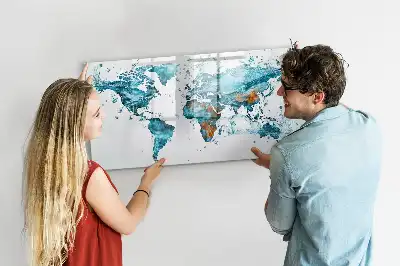 Beschreibbare Magnettafel mit Weltkarte im Wasser-Design
