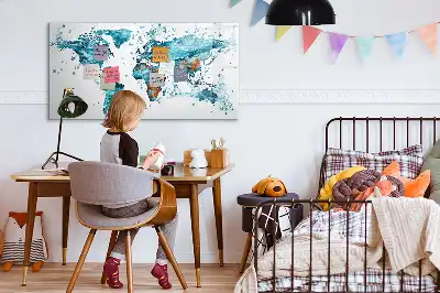 Beschreibbare Magnettafel mit Weltkarte im Wasser-Design