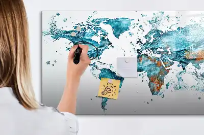 Beschreibbare Magnettafel mit Weltkarte im Wasser-Design