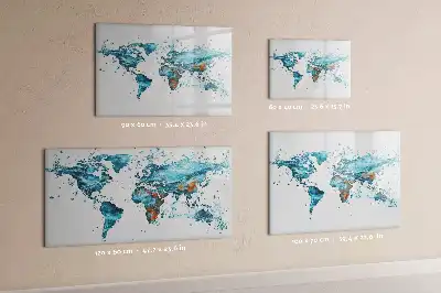 Beschreibbare Magnettafel mit Weltkarte im Wasser-Design