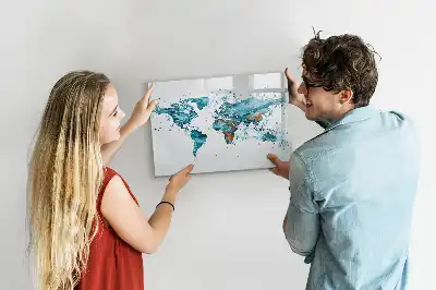 Beschreibbare Magnettafel mit Weltkarte im Wasser-Design
