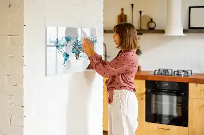 Beschreibbare Magnettafel mit Weltkarte im Wasser-Design