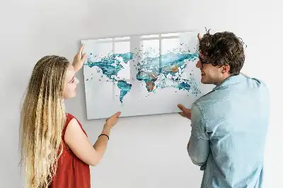 Beschreibbare Magnettafel mit Weltkarte im Wasser-Design