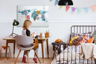 Beschreibbare Magnettafel mit Weltkarte im Wasser-Design