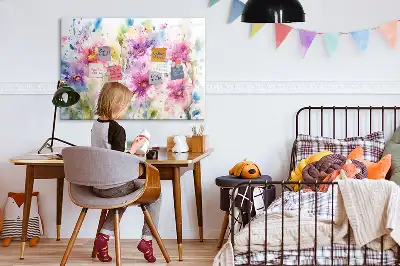 Schreib-Magnettafel mit Motiv Gemalte Blumen