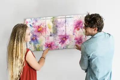 Schreib-Magnettafel mit Motiv Gemalte Blumen