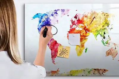 Schreib-Magnettafel mit Aquarell-Weltkartenmotiv
