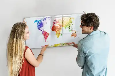 Schreib-Magnettafel mit Aquarell-Weltkartenmotiv