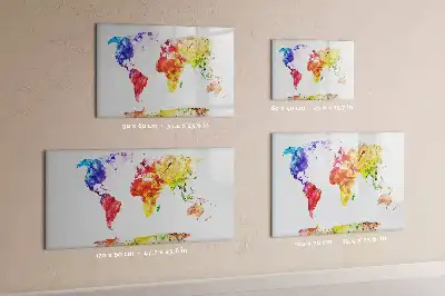 Schreib-Magnettafel mit Aquarell-Weltkartenmotiv