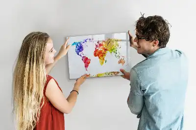 Schreib-Magnettafel mit Aquarell-Weltkartenmotiv
