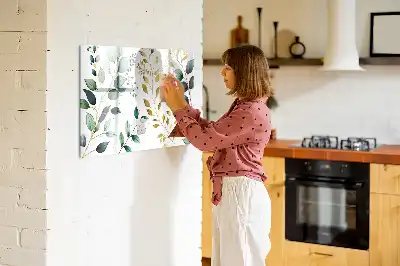 Beschreibbare Magnettafel mit Motiv von Pflanzenblättern