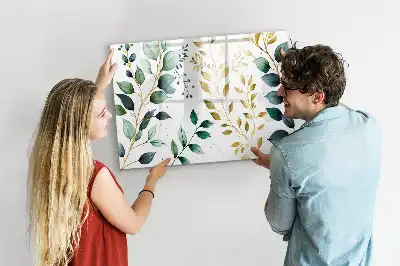 Beschreibbare Magnettafel mit Motiv von Pflanzenblättern