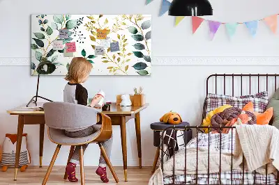 Beschreibbare Magnettafel mit Motiv von Pflanzenblättern
