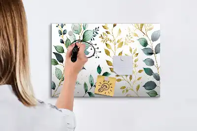 Beschreibbare Magnettafel mit Motiv von Pflanzenblättern
