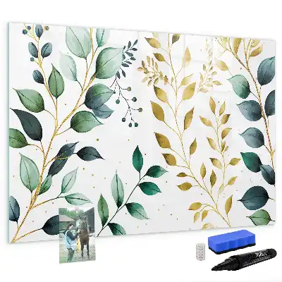 Beschreibbare Magnettafel mit Motiv von Pflanzenblättern