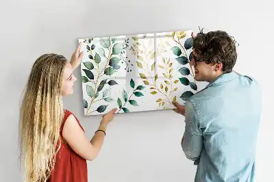 Beschreibbare Magnettafel mit Motiv von Pflanzenblättern