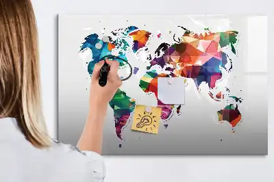 Beschreibbare Weltkarte aus Dreiecken als magnetische Magnettafel