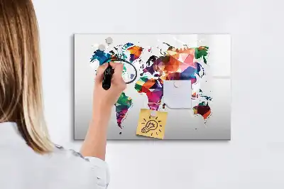 Beschreibbare Weltkarte aus Dreiecken als magnetische Magnettafel