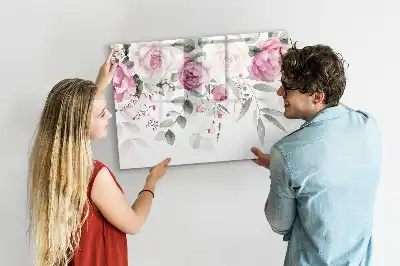 Schreibmagnettafel mit Aquarell-Rosen Motiv