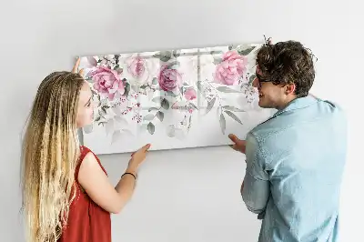 Schreibmagnettafel mit Aquarell-Rosen Motiv