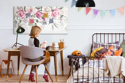 Schreibmagnettafel mit Aquarell-Rosen Motiv