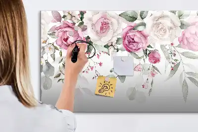 Schreibmagnettafel mit Aquarell-Rosen Motiv