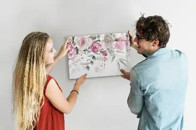 Schreibmagnettafel mit Aquarell-Rosen Motiv
