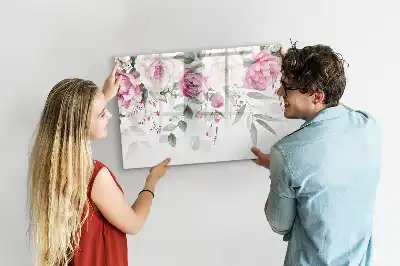 Schreibmagnettafel mit Aquarell-Rosen Motiv