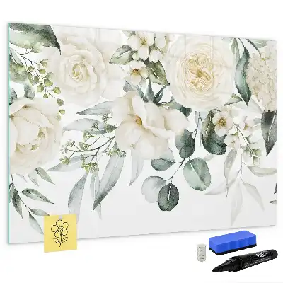 Schreib-Magnettafel mit Blumenmotiv