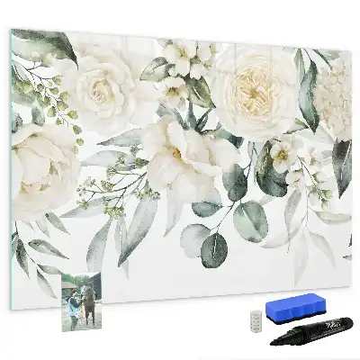 Schreib-Magnettafel mit Blumenmotiv