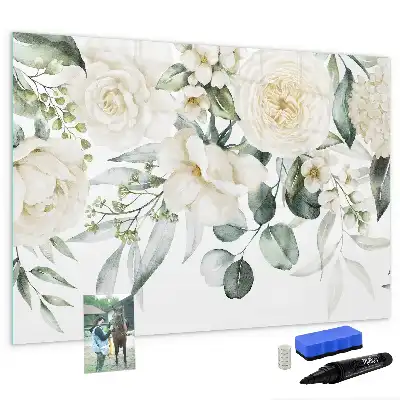 Schreib-Magnettafel mit Blumenmotiv