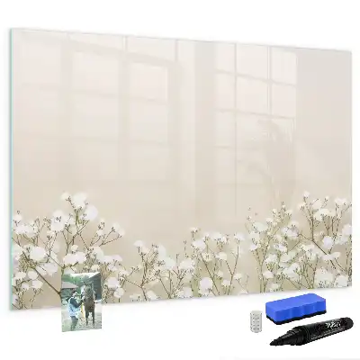 Beschreibbare Magnettafel mit Motiv blühende Blumen