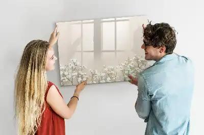Beschreibbare Magnettafel mit Motiv blühende Blumen