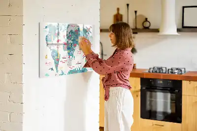 Schreib-Magnettafel mit illustrierter Weltkarte