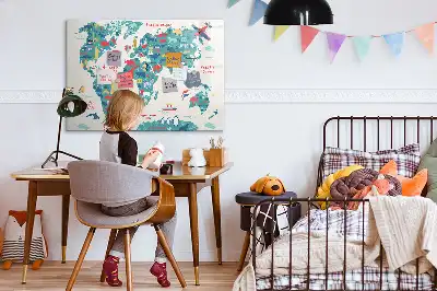 Schreib-Magnettafel mit illustrierter Weltkarte