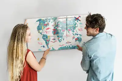 Schreib-Magnettafel mit illustrierter Weltkarte