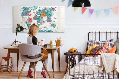 Schreib-Magnettafel mit illustrierter Weltkarte