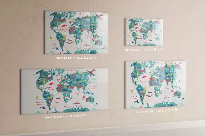 Schreib-Magnettafel mit illustrierter Weltkarte