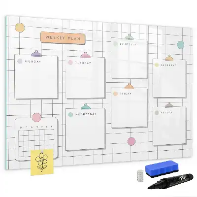 Beschreibbare Magnettafel mit Wochenplanung