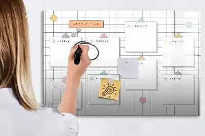 Beschreibbare Magnettafel mit Wochenplanung