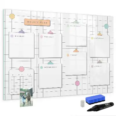 Beschreibbare Magnettafel mit Wochenplanung