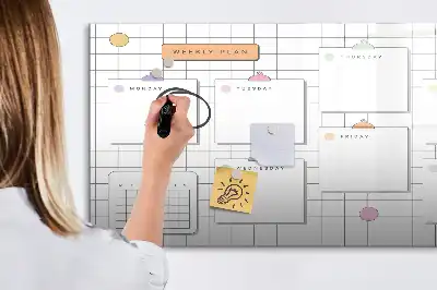 Beschreibbare Magnettafel mit Wochenplanung