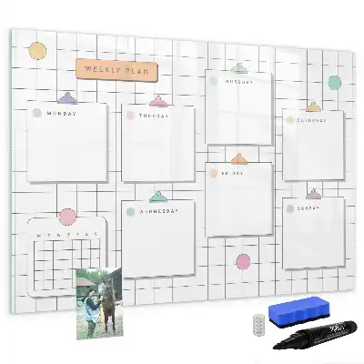 Beschreibbare Magnettafel mit Wochenplanung