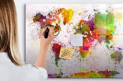Schreib-Magnettafel mit Aquarell-Weltkarte Motiv