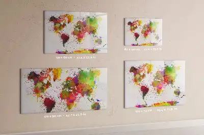Schreib-Magnettafel mit Aquarell-Weltkarte Motiv
