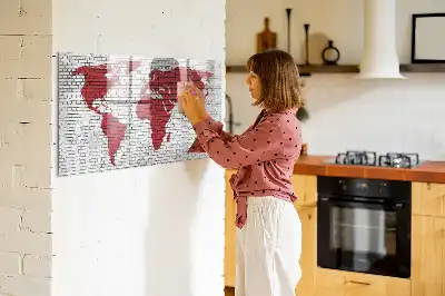 Magnetische Schreibtafel Motiv Weltkarte auf Ziegelwand