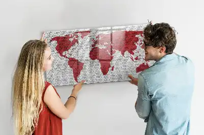 Magnetische Schreibtafel Motiv Weltkarte auf Ziegelwand