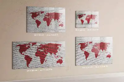 Magnetische Schreibtafel Motiv Weltkarte auf Ziegelwand